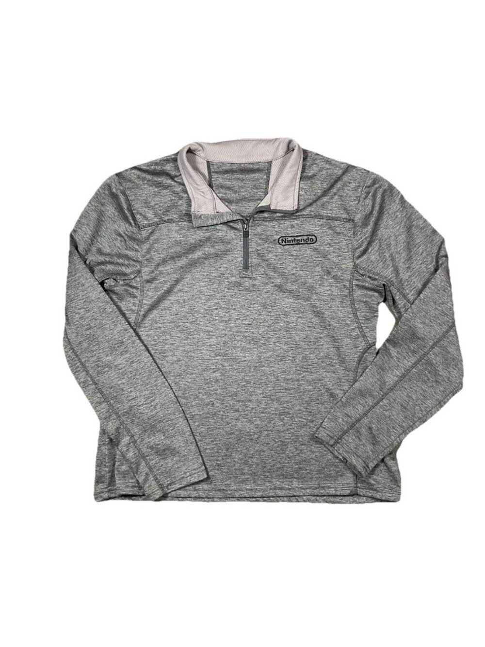 Nintendo Employee Long Sleeve Grey Pull Over Quarter Zip Sweater Women’s L Tech
